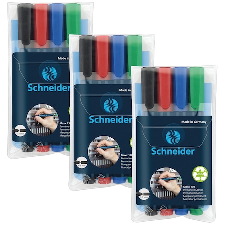 Schneider Pen Maxx 130 Permanent Markers, Assorted Colors, PK12 113094